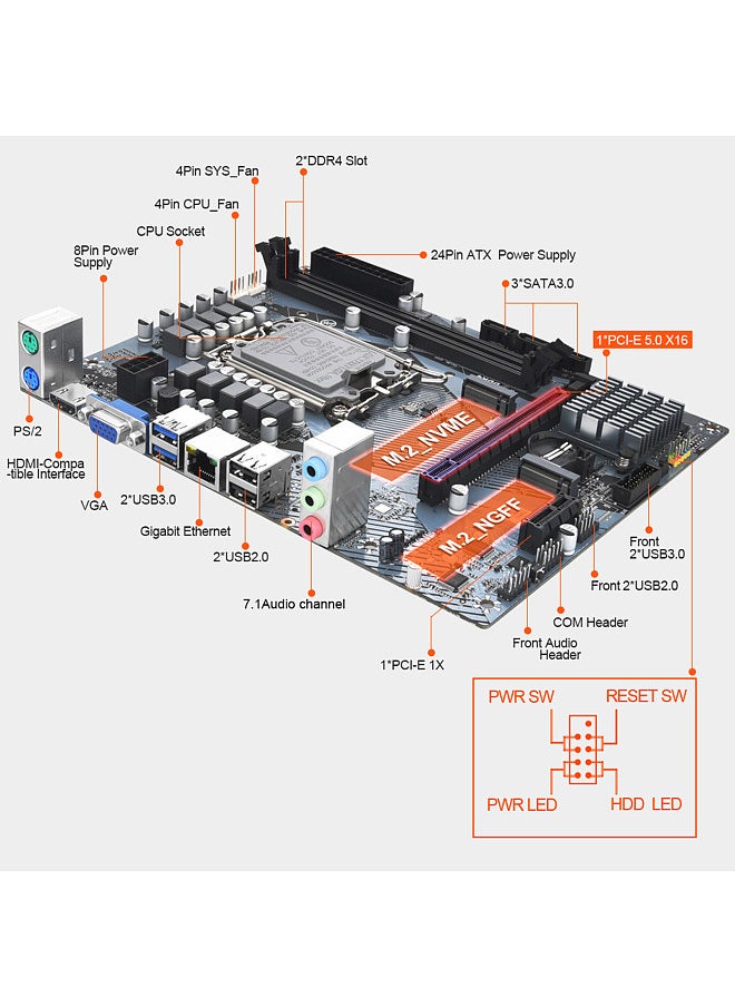 Generic - DDR4 H610M Computer Motherboard LGA1700 CPU Dual Channel Dual M.2 Interface  Strong Compatibility - Image 1