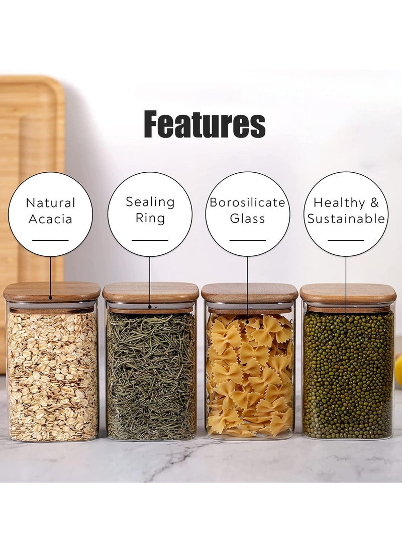 AUTOYSUR - Glass Storage Jars with Airtight Bamboo Lid, Clear Glass Food Storage Containers Kitchen Canisters for Coffee,Candy,Cookie,Rice,Sugar,Flour,Pasta,Nuts and Spice Jars(1200ml,3pcs) - Image 1