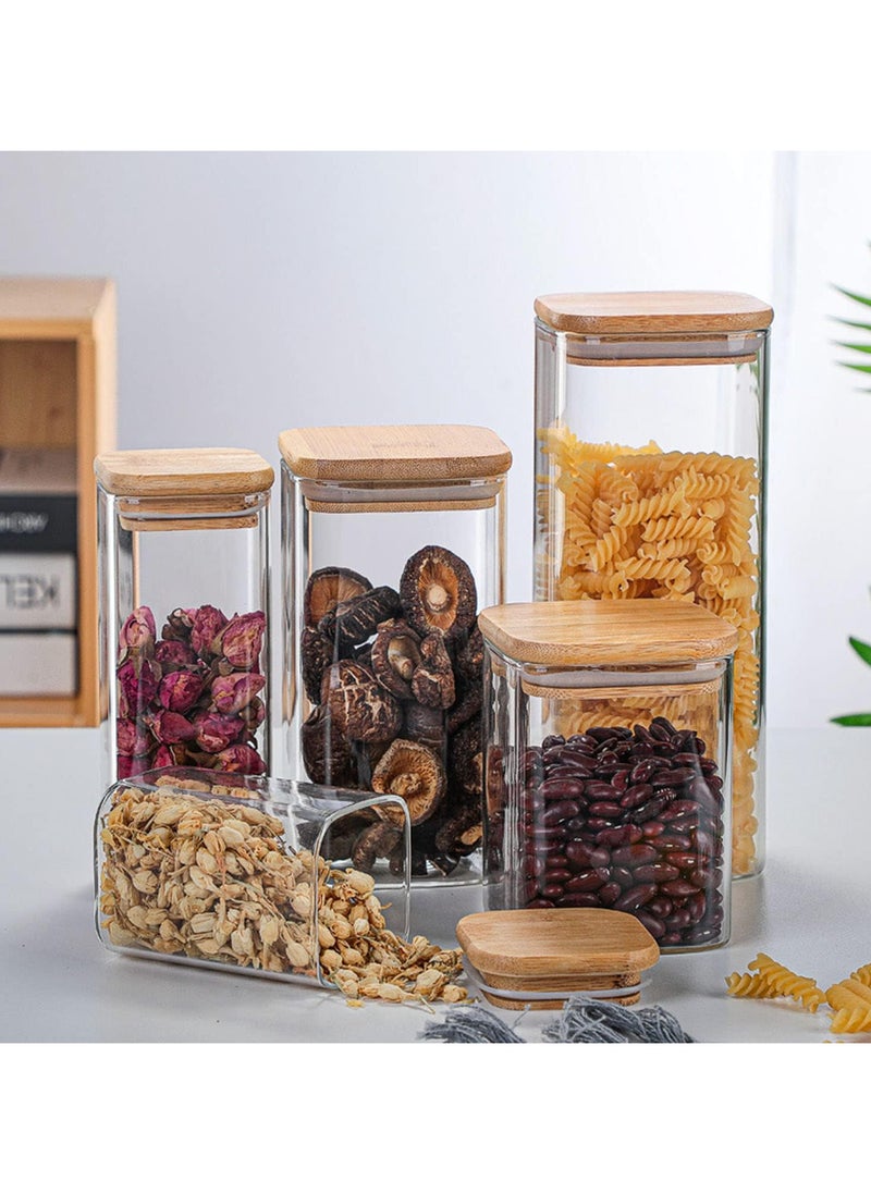 AUTOYSUR - Glass Storage Jars with Airtight Bamboo Lid, Clear Glass Food Storage Containers Kitchen Canisters for Coffee,Candy,Cookie,Rice,Sugar,Flour,Pasta,Nuts and Spice Jars(1200ml,3pcs) - Image 1