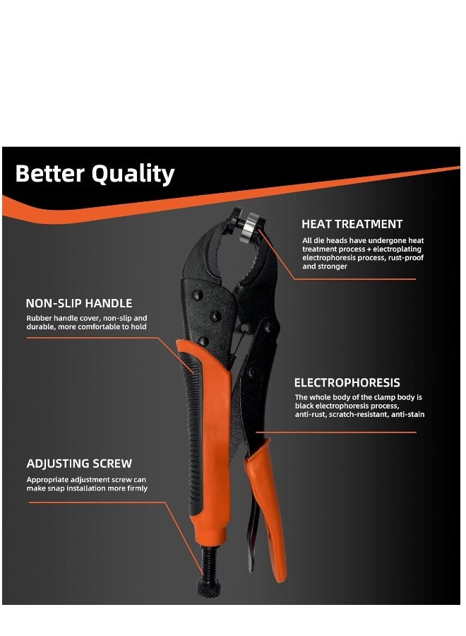 الملاقط الثقيلة لتثبيت الأزرار المعدنية قابلة للتعديل أداة تركيب الأزرار لتغيير أغطية القوارب، الأقمشة القماشية، الجلد، الخياطة - Image 3