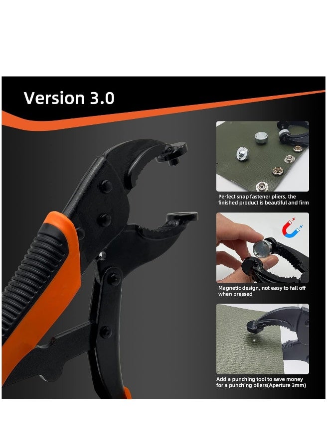 الملاقط الثقيلة لتثبيت الأزرار المعدنية قابلة للتعديل أداة تركيب الأزرار لتغيير أغطية القوارب، الأقمشة القماشية، الجلد، الخياطة - Image 2