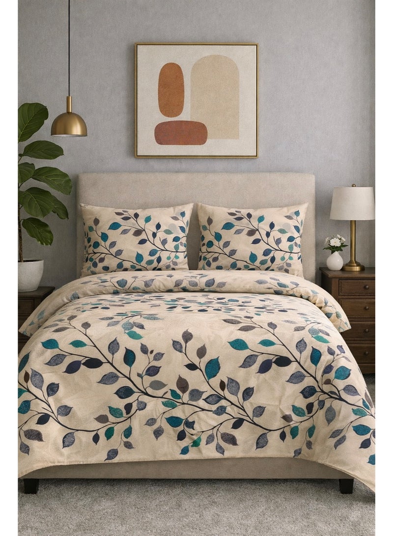 طقم ملاءات سرير مسطحة من 3 قطع بنقشة زهور، مقاس كينج، طقم أغطية وسائد يتضمن ملاءة سرير واحدة ووسادتين - Image 3