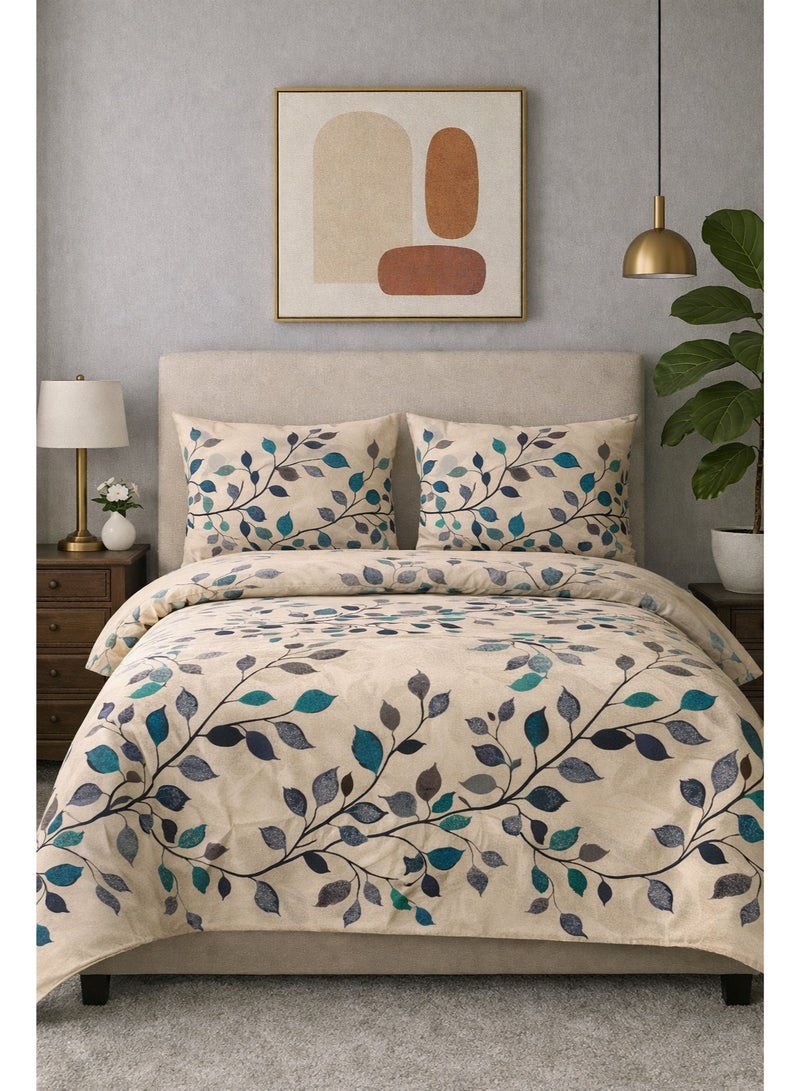 طقم ملاءات سرير مسطحة من 3 قطع بنقشة زهور، مقاس كينج، طقم أغطية وسائد يتضمن ملاءة سرير واحدة ووسادتين - Image 1