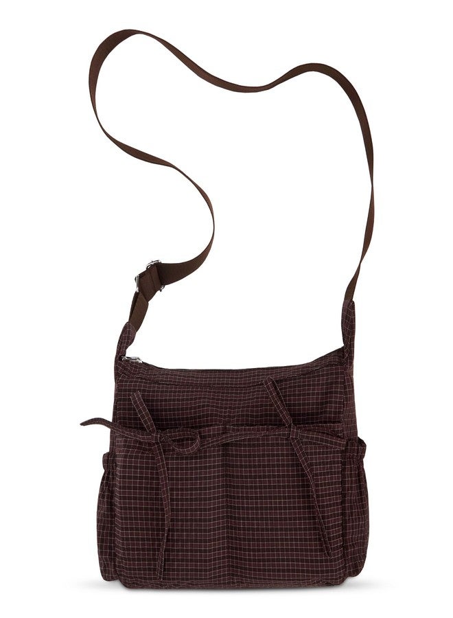 Lushandy Plaid Shoulder Bag Plaid Crossbody Purse Bow Messenger Bag Japanese Style Everyday Bags for College, Travel - Image 1