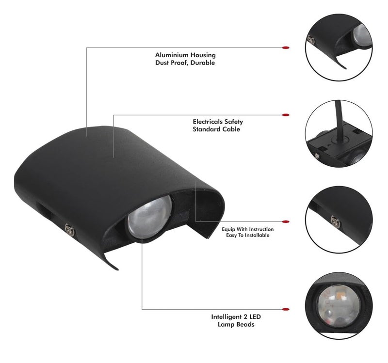 Lumina Waterproof LED Wall Lights for Indoor and Outdoor Decorative Wall Lamps Brighten Up Your Home with Stylish LED Wall Lighting 2-Way for Living Room, Bedroom, Staircase. Elevation. - Image 5