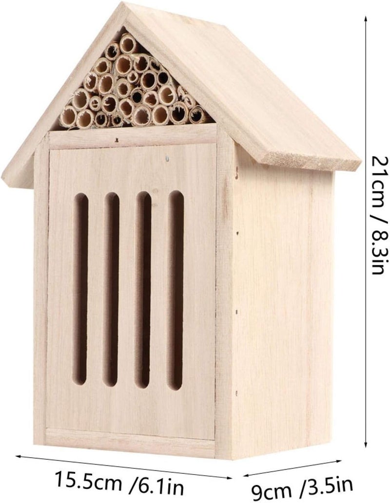 woobles Insect House Natural Wooden Bee Hotel Butterfly Habitat,Adopts Tubular Channels,Garden Shelter for Bees, Butterflies, Ladybugs (C)-C - Image 4