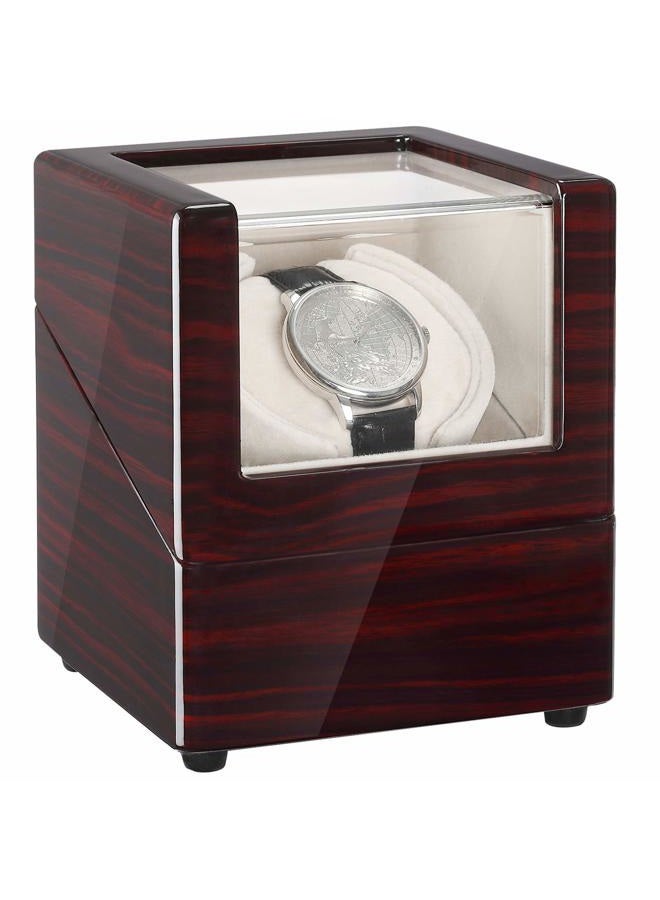 Chiyoda Watch Winder for Single Automatic Watches Solid Wooden Box with Mabuchi Motors, Battery Powered or AC Adapter, A-Piano Finish - Image 1