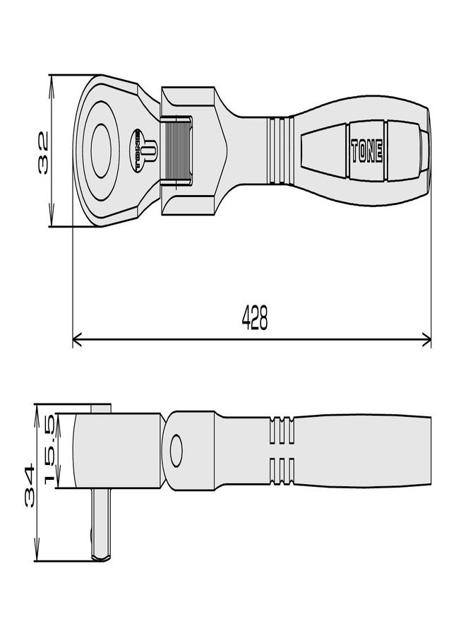 TONE Long Ratchet Handle Flex Head (Socket Hold Type) RH4FHL 1/2" Inch Drive - Image 5