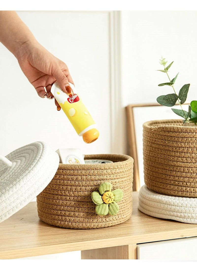 DUNISO 3 Pcs Different Sizes Woven Storage Baskets, Living Room Blanket Basket, Cotton Rope Woven Baby Laundry Basket, Miscellaneous Basket, Suit For Organizing Keys, Clothes, Toy - Image 5
