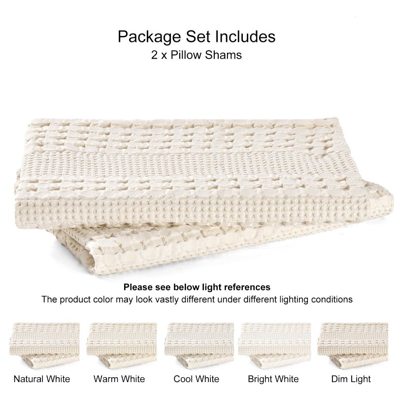 PHF PHF 100% Cotton Waffle Pillowcases King Size  2 Pack Soft Breathable Skin-Friendly Pillow Sham  Aesthetic Decorative Waffle Weave Pillow Case Covers  20"" X 36""  No Filling  Undyed  - Image 4
