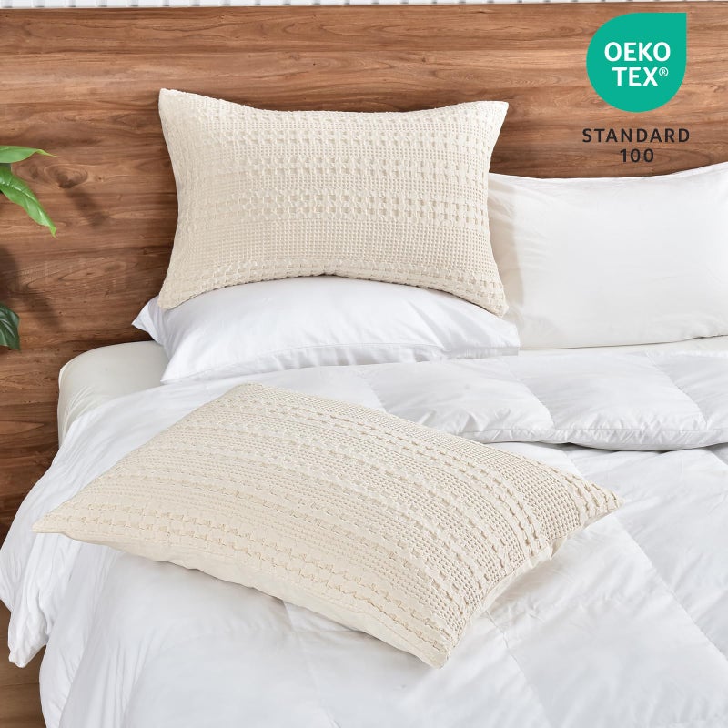 PHF PHF 100% Cotton Waffle Pillowcases King Size  2 Pack Soft Breathable Skin-Friendly Pillow Sham  Aesthetic Decorative Waffle Weave Pillow Case Covers  20"" X 36""  No Filling  Undyed  - Image 5