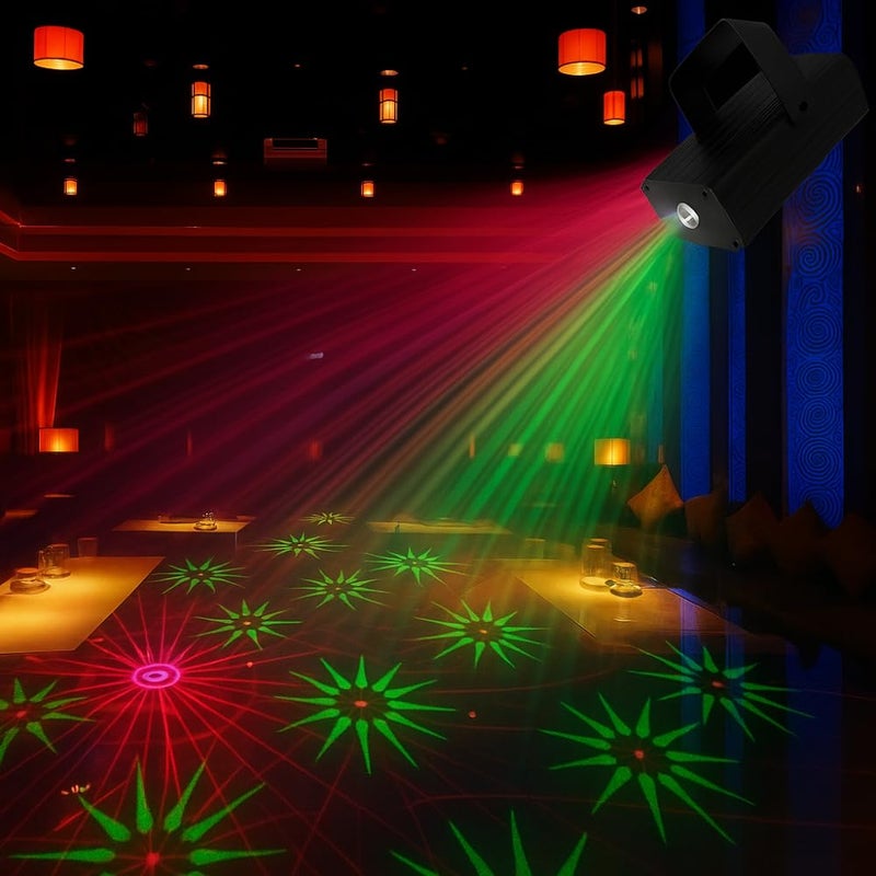 Mini Laser Light Projector | Sound Activated DJ Party Light | Portable Stage Lighting with Multi-Color Patterns | Events, Birthday, Wedding, Club, Indoor & Outdoor Use (Black)