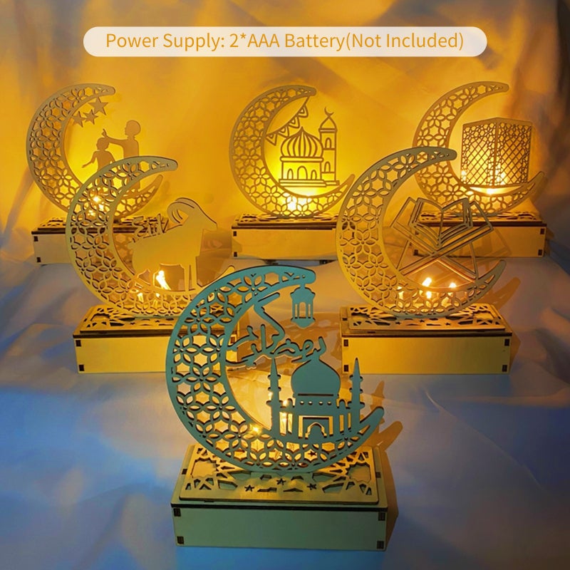 أضواء رمضان LED: ضواء حفلة هلال تعمل بالبطارية - ضواء طاولة مباركة لخلق جو مُحتفلي للمنزل والمطبخ والغرفة المعيشة والغرفة النوم والفناء والحفل الزفافي وحفلة الميلاد - Image 3