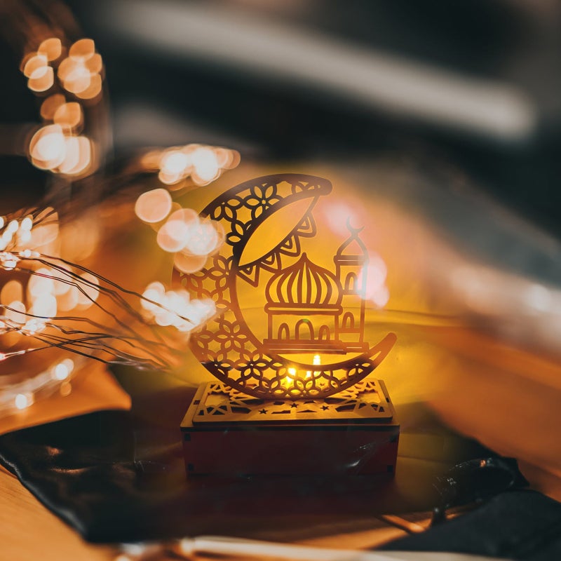 أضواء رمضان LED: ضواء حفلة هلال تعمل بالبطارية - ضواء طاولة مباركة لخلق جو مُحتفلي للمنزل والمطبخ والغرفة المعيشة والغرفة النوم والفناء والحفل الزفافي وحفلة الميلاد - Image 5