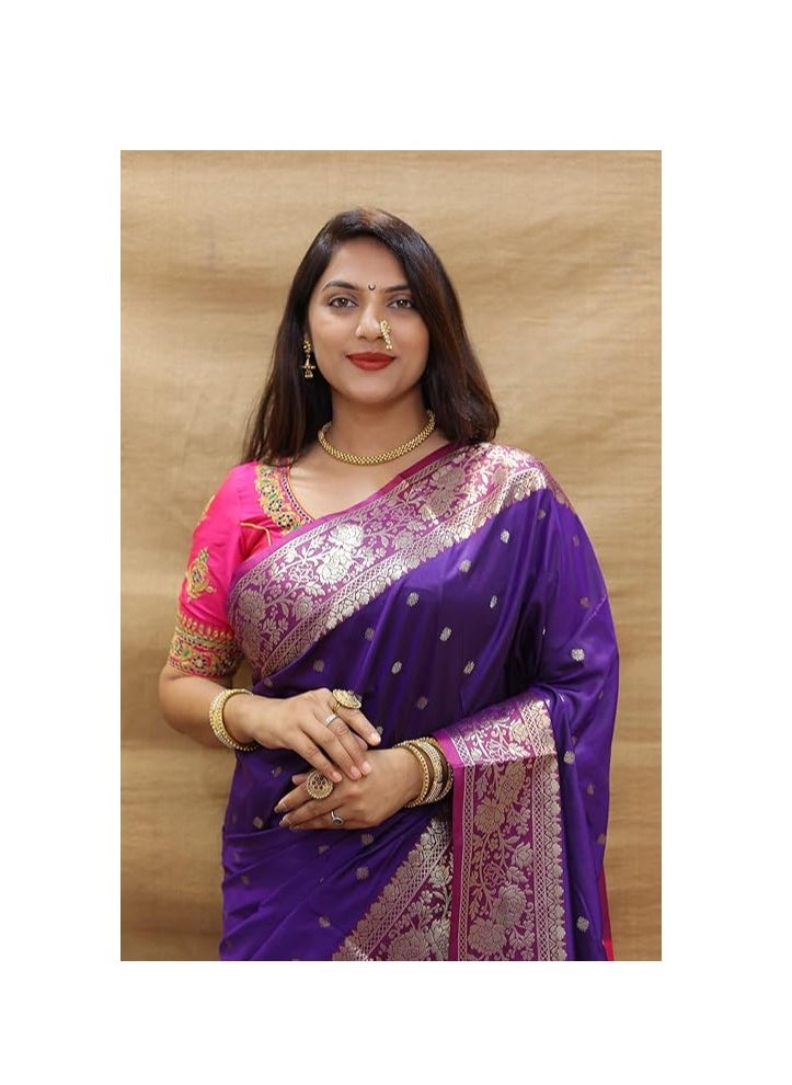 Accessorize Kingdom - Accessorize Kingdom Women's Banarasi Saree Soft new ladies 2024 Design Wear Pattu Sarees Latest Cotton Party Sari collections With Blouse Piece for Wedding sari - Image 1