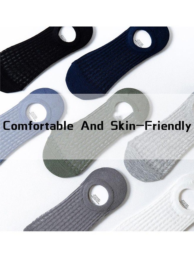 7 Pairs Of Men's Short Sports Socks Mesh Breathable Cotton Boat Socks Deodorant Sweat-Absorbent Pure Cotton Mesh Socks Men's Socks Invisible Air Conditioning Socks - Image 3