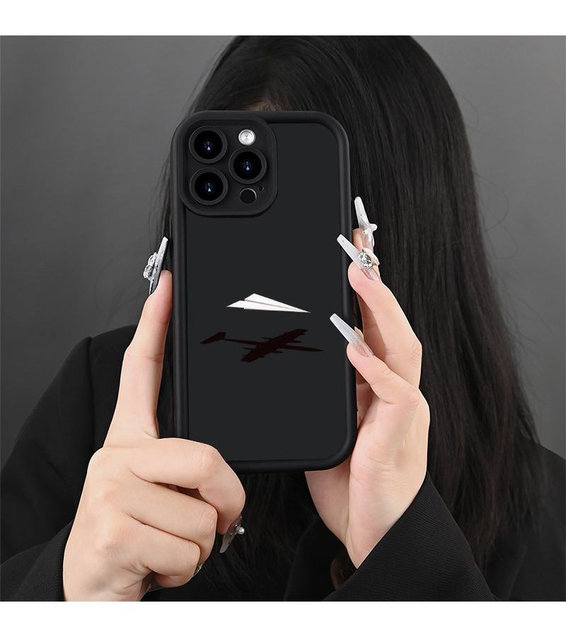 Black Paper Airplane Case for iPhone 15 Plus - Image 4