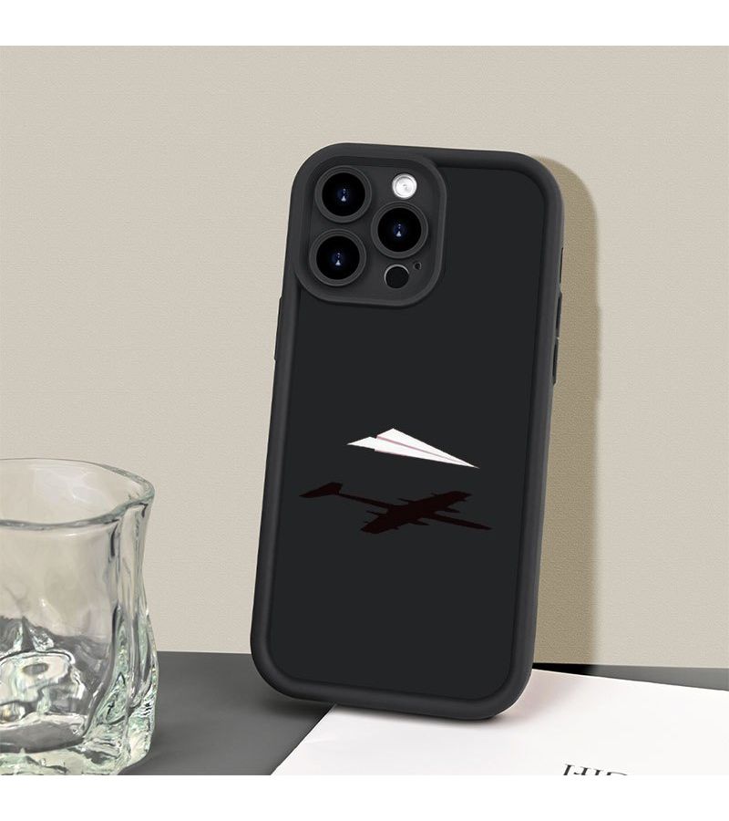 Black Paper Airplane Case for iPhone 15 Plus - Image 3