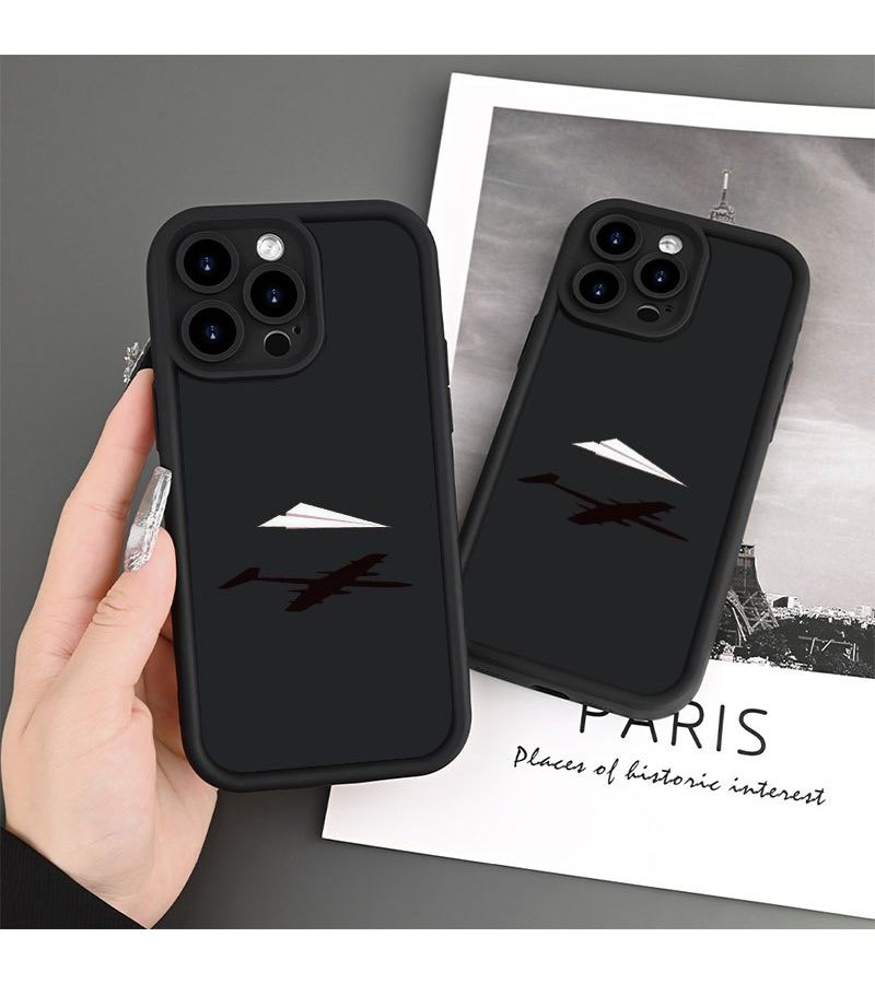 Black Paper Airplane Case for iPhone 15 Plus - Image 1