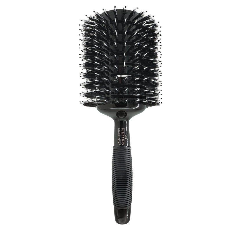 Phillips Brush Luxe Monster Vent 2 PolyTipped Professional Hair Brush 4 Diameter Barrel  Black  Rose Gold Vented Hairbrush Mixed Boar Hair  PolyTipped Nylon Bristles