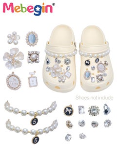 MEBEGIN 18 Pieces 3D Elegant Accessaries for Crocs Footwear, Crystal Bling Shoe Charms, DIY Matching Shoes Decoration, Dazzling Hole Shoe Jewelry Charms, Stylish and Sparkly Design, Easy to Install and Take off(Not Incleded Shoes)  - Image 1