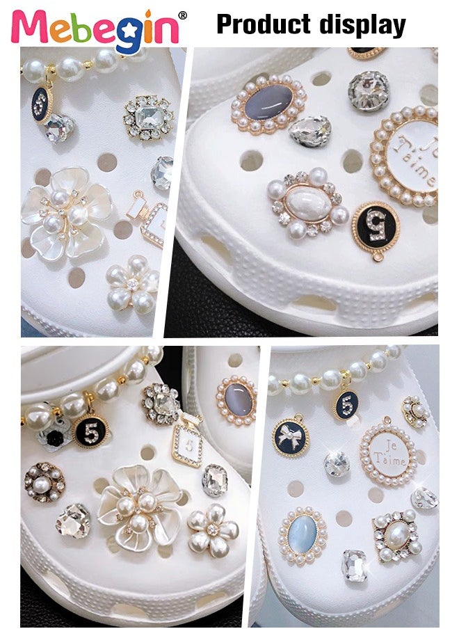 MEBEGIN - 18 Pieces 3D Elegant Accessaries for Crocs Footwear, Crystal Bling Shoe Charms, DIY Matching Shoes Decoration, Dazzling Hole Shoe Jewelry Charms, Stylish and Sparkly Design, Easy to Install and Take off(Not Incleded Shoes) - Image 1