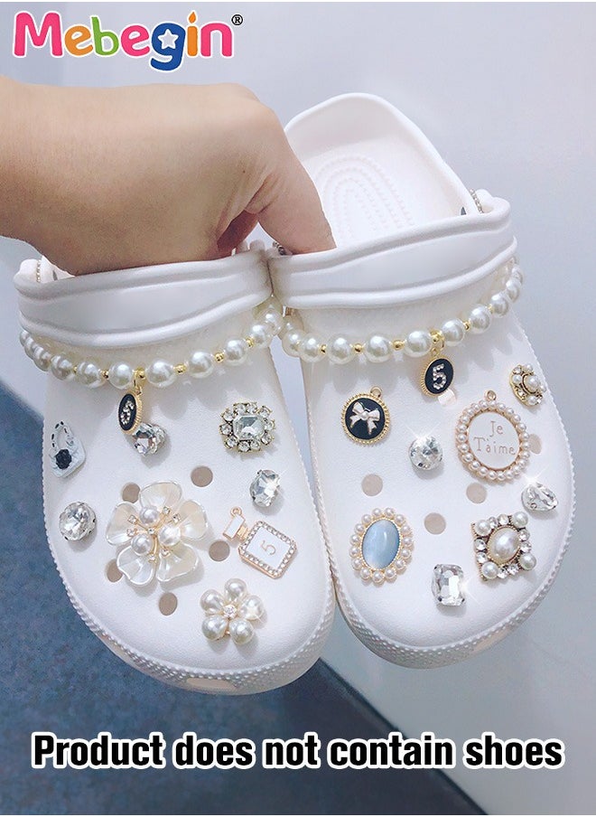 MEBEGIN - 18 Pieces 3D Elegant Accessaries for Crocs Footwear, Crystal Bling Shoe Charms, DIY Matching Shoes Decoration, Dazzling Hole Shoe Jewelry Charms, Stylish and Sparkly Design, Easy to Install and Take off(Not Incleded Shoes) - Image 1