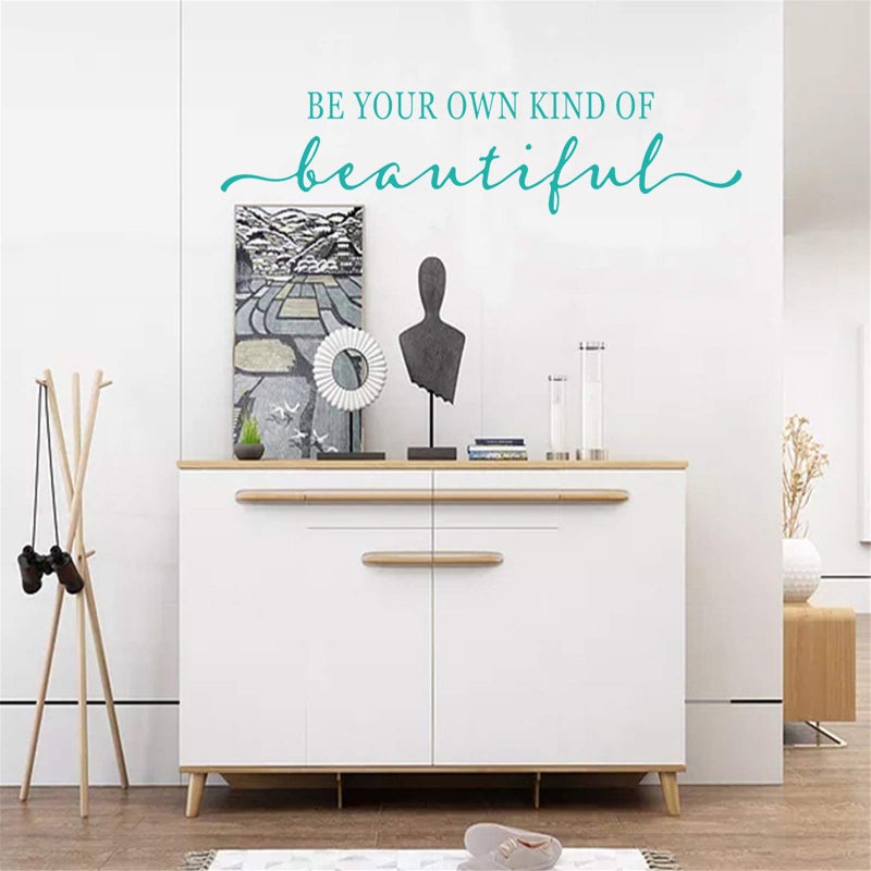 SWORNA Wall Decal - Turquoise Decor - Inspirational Quote. for Girls Rooms  Bedroom  Fitting  Cloakroom  Fashion Lady  Easy to Remove Vinyl Art Mural Sticker Lettering Saying - Be Your Own Kind of Beautiful - Image 4