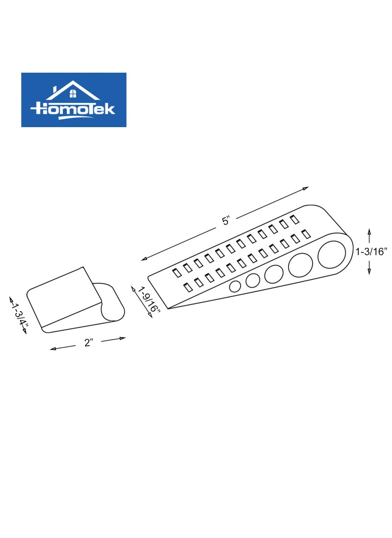 HOMOTEK HOMOTEK 2 Pack Wedge Rubber Door Stops Door Chucks Stoppers Wall Protector for Floor & Bottom of Door with Self Adhesive White Holder, 5"x1-9/16"x1-5/16" (Gray)  - Image 3