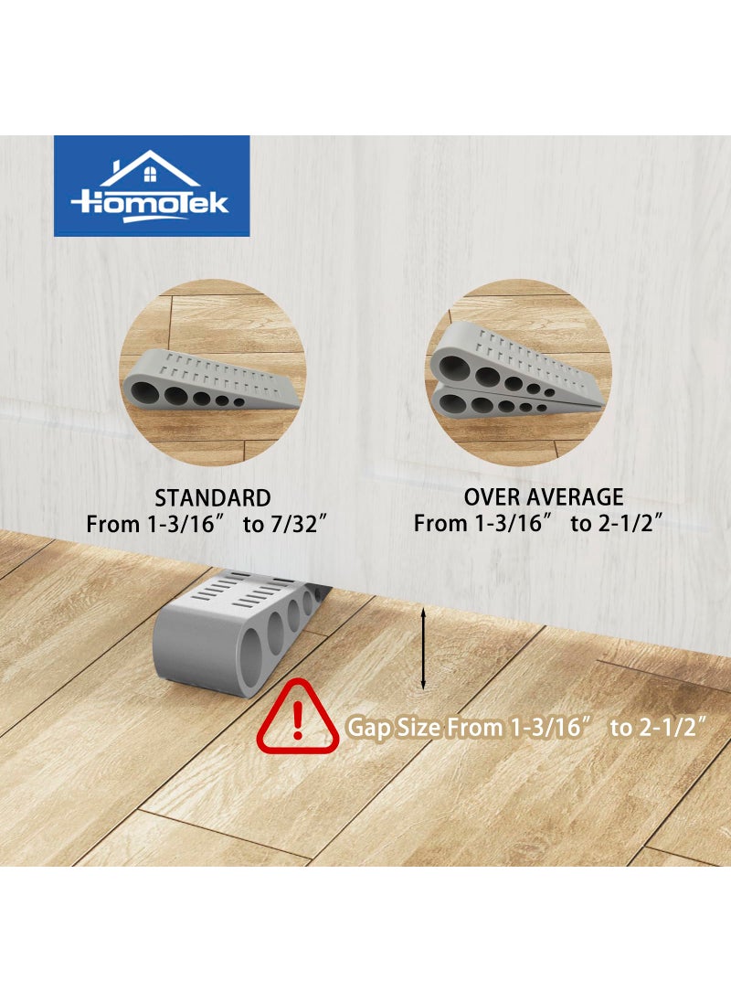 HOMOTEK HOMOTEK 2 Pack Wedge Rubber Door Stops Door Chucks Stoppers Wall Protector for Floor & Bottom of Door with Self Adhesive White Holder, 5"x1-9/16"x1-5/16" (Gray)  - Image 4