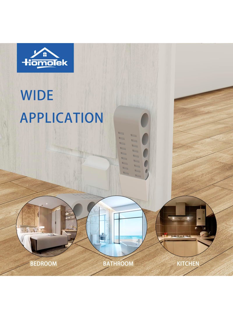 HOMOTEK HOMOTEK 2 Pack Wedge Rubber Door Stops Door Chucks Stoppers Wall Protector for Floor & Bottom of Door with Self Adhesive White Holder, 5"x1-9/16"x1-5/16" (Gray)  - Image 5