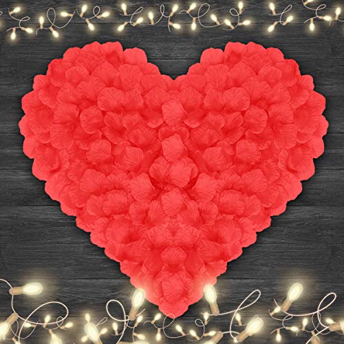 VKshop 4500 عبوة بتلات الورد الأحمر، بتلات زهور صناعية لليلة رومانسية، عيد الحب وحفلات الزفاف - Image 2