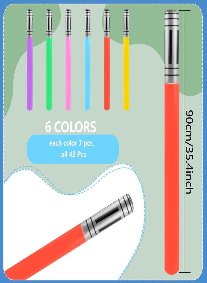 Cotiny 42 Pieces Inflatable Lightsabers Sword Toys Inflatable Light Sabers for Kids Star Theme Birthday Party Supplies (6 Colors) - Image 2