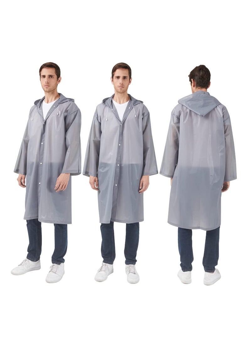 SYOSI Raincoat Rain Poncho for Adults, 1 Pack EVA Rain Poncho for Women and Men Reusable Raincoat Jacket Packable for Family FishingTravelEmergency with Hood and Elastic Sleeving - Image 4