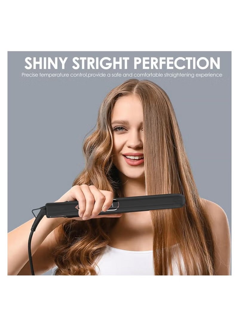 Generic Ceramic Hair Straightener Fast Heat Titanium Hair Straightener for Stylish Styles 2-in-1 Hair Straightener and Curler Dual Voltage Styling Tool for Professional Salon Straightening/Curling/Waving  - Image 4