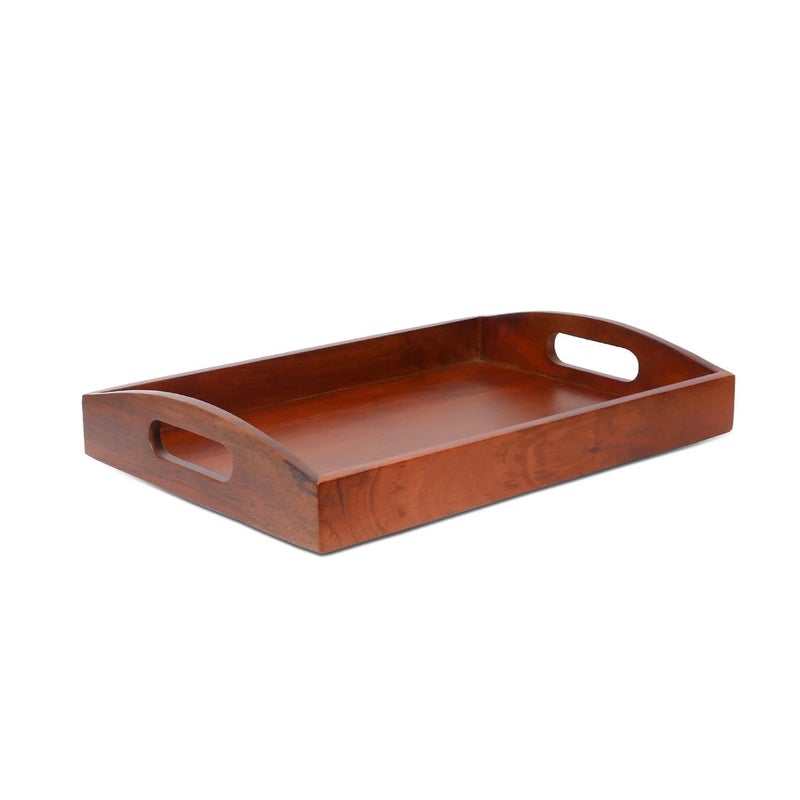 Amimashop Large Wooden Serving Tray (40x27x7 cm) - Premium Mango Wood Rectangular Tray for Kitchen, Dining, Tea/Coffee, Breakfast, Party - Handcrafted Decorative Serving Platter for Home & Gifts - Image 1