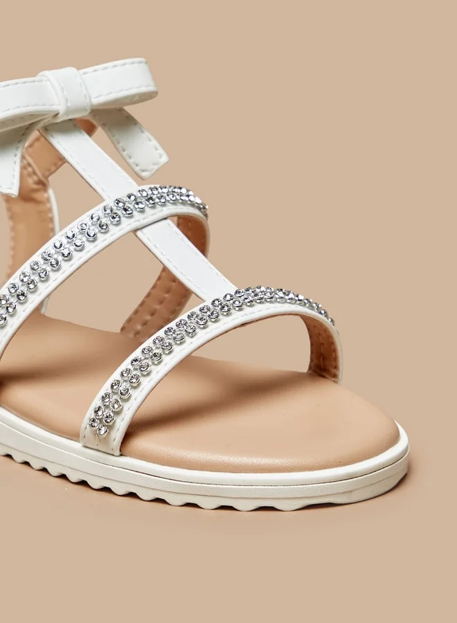 JUNIORS Girls Stone Embellished Sandal With Hook And Loop Closure