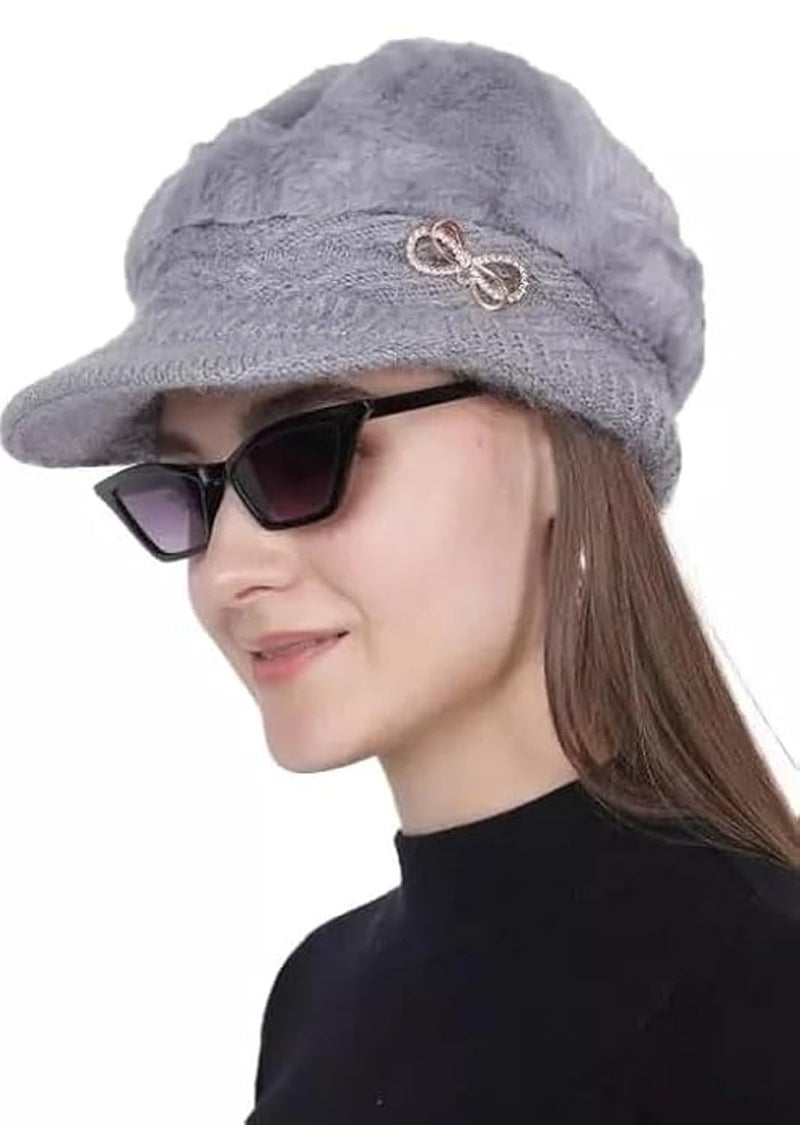 Zonkar Woolen Winter Beanie Cap Woman Visor Cap Girl Warm Snow Proof Premium Soft, Beanie Cap - Image 1