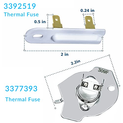 Alltemp 279838 Dryer Heating Element, 3392519 & 3977393 Thermal Fuse, 3977767 & 3387134 Clothes Dryer Replacement Parts Compatible, Whirlpool Kenmore Roper Amana - Image 4