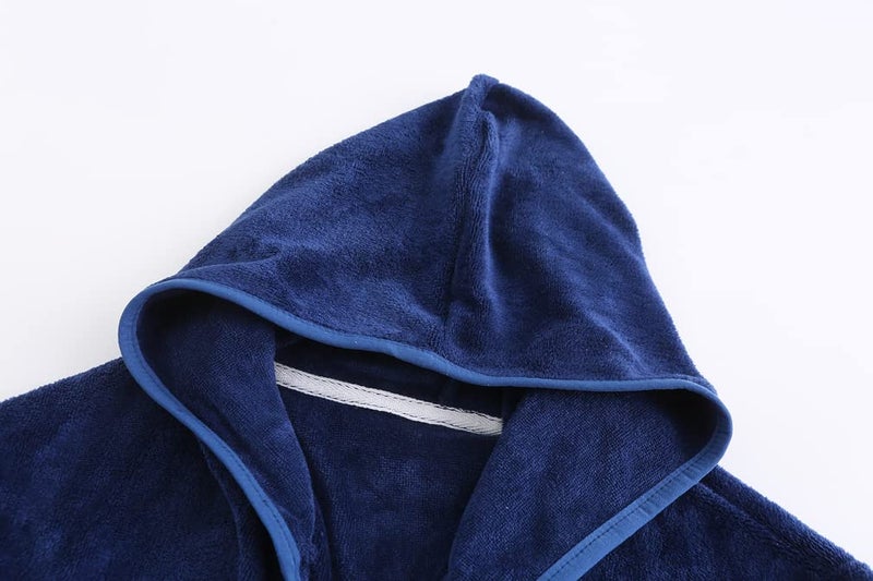 Erdawum Boys Girls Bathrobe Soft Towel Hooded Robe Kids Terry Cloth Cotton Robes(Navy,9-10Years) - Image 3
