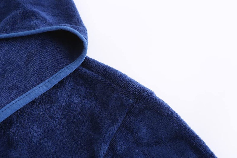Erdawum Boys Girls Bathrobe Soft Towel Hooded Robe Kids Terry Cloth Cotton Robes(Navy,9-10Years) - Image 4