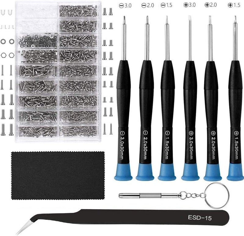 Endlanoo Eyeglasses Repair Kit, HKIDEE Sunglasses Repair Kit with 1000PCS Eyeglass Screws and 6 Pcs Screwdrivers Tweezer for Glasses, Sunglass, Watch Clock Spectacle Repair - Image 1