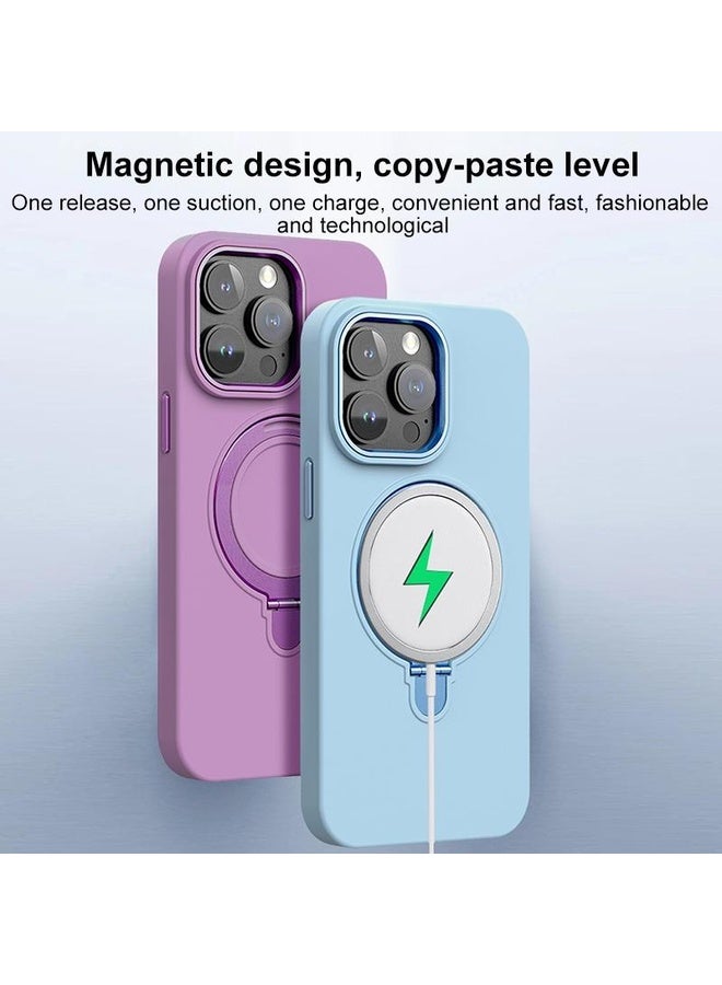 HuHa Protective Cover For iPhone 14 Pro Liquid Silicone MagSafe Metal Ring Holder Phone Case(White) - Image 4