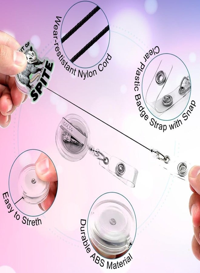 963RW Funny Opossum Badge Reel Retractable ID with Clip, Cute Nurse Badge Holder for Office Medical Worker Student RN CNA Pediatric Accessories - Image 3