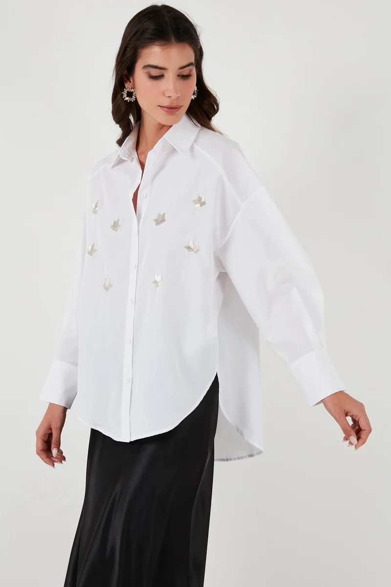 Lela Stone Detailed Regular Fit Shirt Women's Shirt 611GO00417