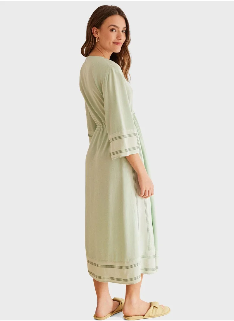 ومن سيكريت V-Neck Waist Knot Dress