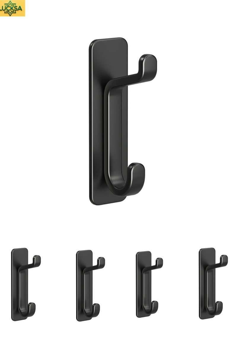 لوكسا 5 قطع شماعات حمام ذاتية اللصق على الحائط، خطافات معاطف الحمام، سهلة التركيب، خطافات تنظيم مقاومة للماء للحمام والمطبخ، لتعليق المناشف والملابس والأدوات، لا تحتاج إلى حفر - Image 1