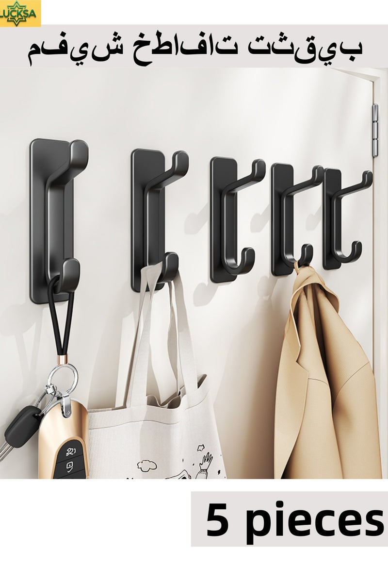 لوكسا 5 قطع شماعات حمام ذاتية اللصق على الحائط، خطافات معاطف الحمام، سهلة التركيب، خطافات تنظيم مقاومة للماء للحمام والمطبخ، لتعليق المناشف والملابس والأدوات، لا تحتاج إلى حفر - Image 2