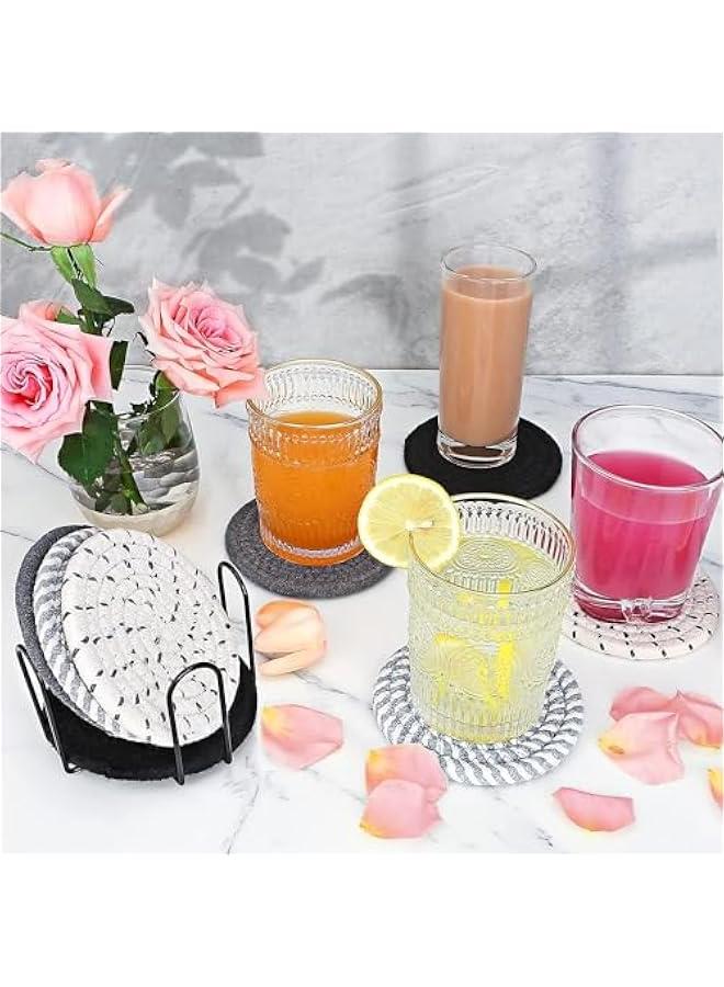 هوكور Portalov 8 Pack Drink Coasters with Holder,4 - Color Boho Coasters,Coasters for Coffee Absorbent for Home Decor Tabletop Protection Suitable,Gifts Couples for Birthday Housewarming - Image 3