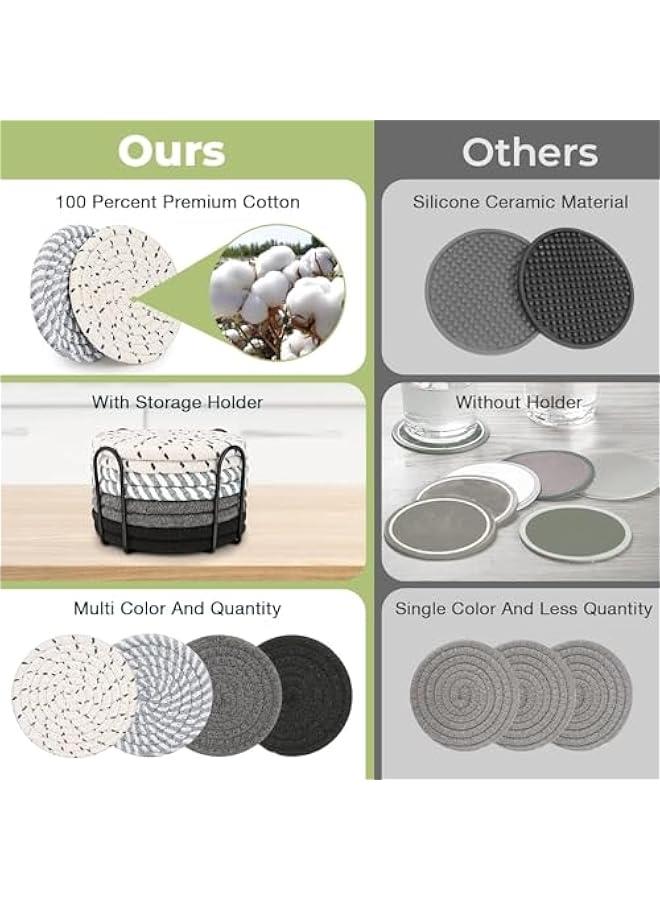 هوكور Portalov 8 Pack Drink Coasters with Holder,4 - Color Boho Coasters,Coasters for Coffee Absorbent for Home Decor Tabletop Protection Suitable,Gifts Couples for Birthday Housewarming - Image 4